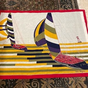 Salvatore Ferragamo "84" Sailboats Large Bold Vivid Colors Nautical and Rare